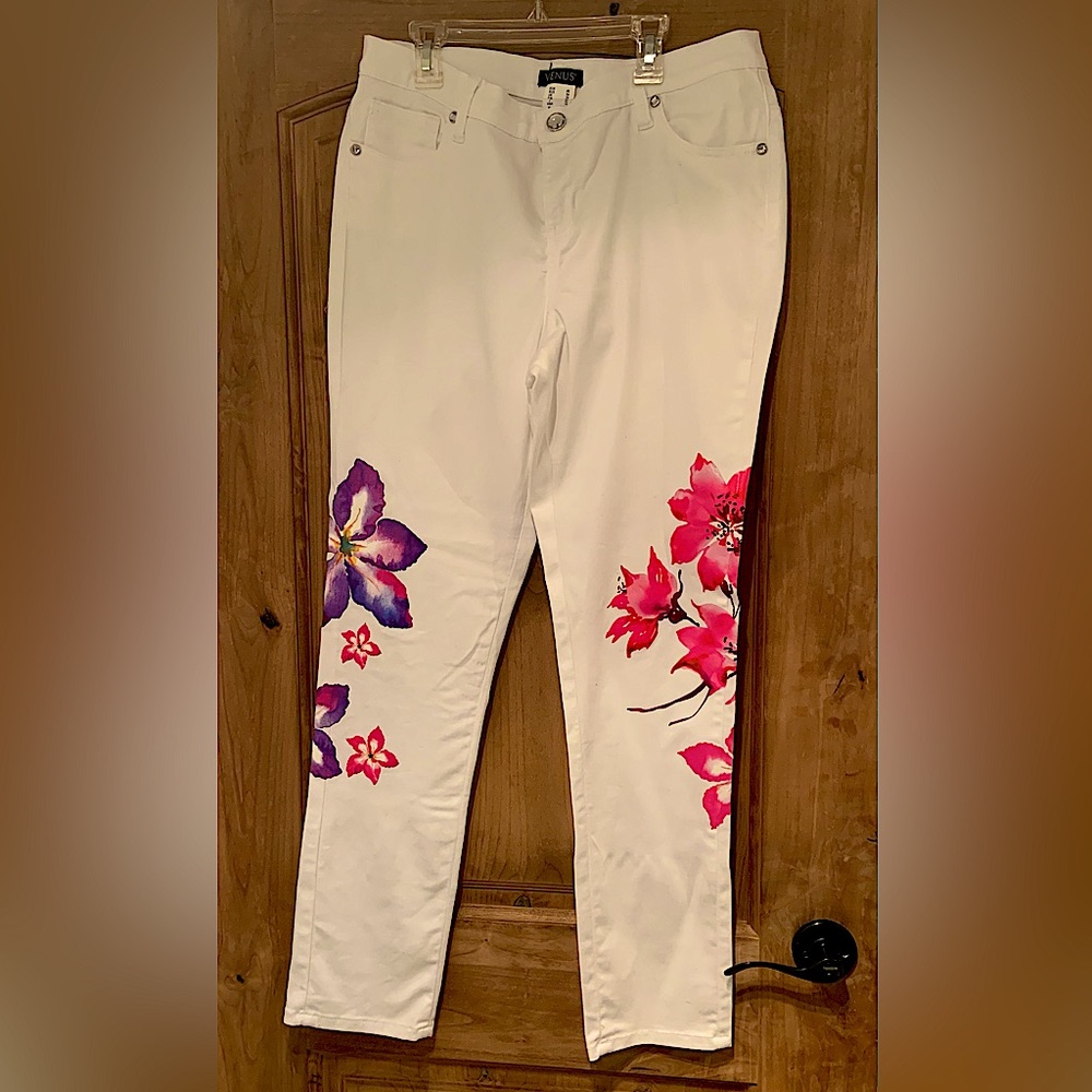 Venus painted floral jeans. Very stretchy!